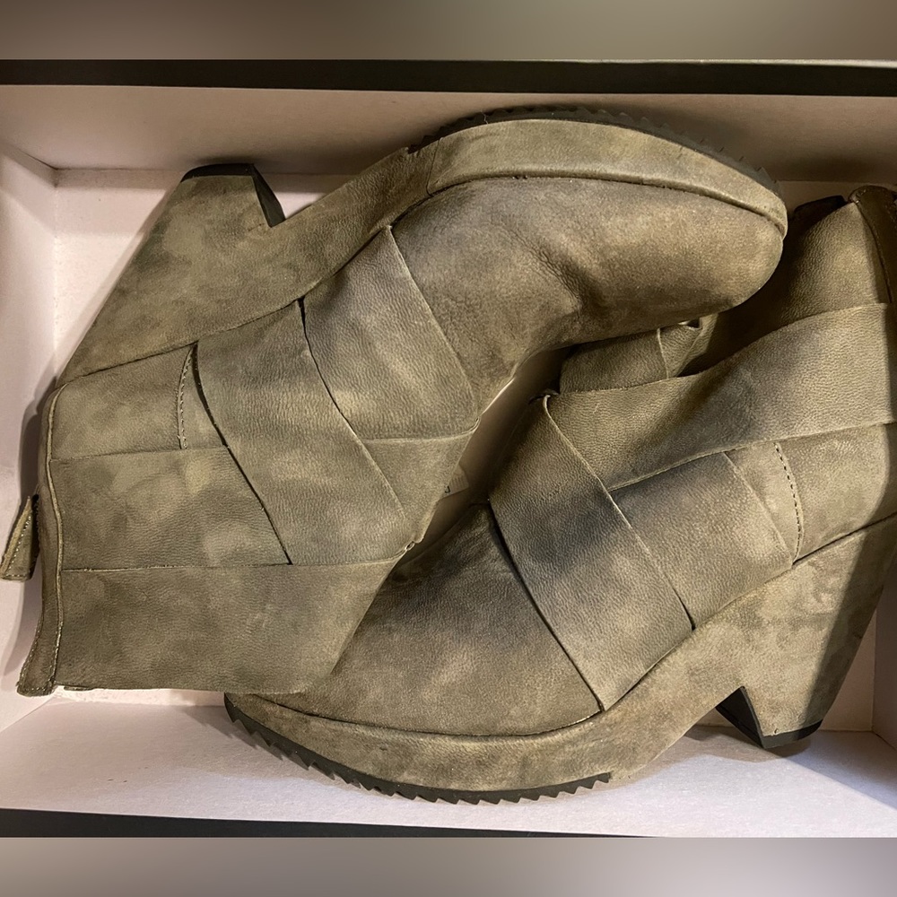 Gray Heeled Wedge Booties